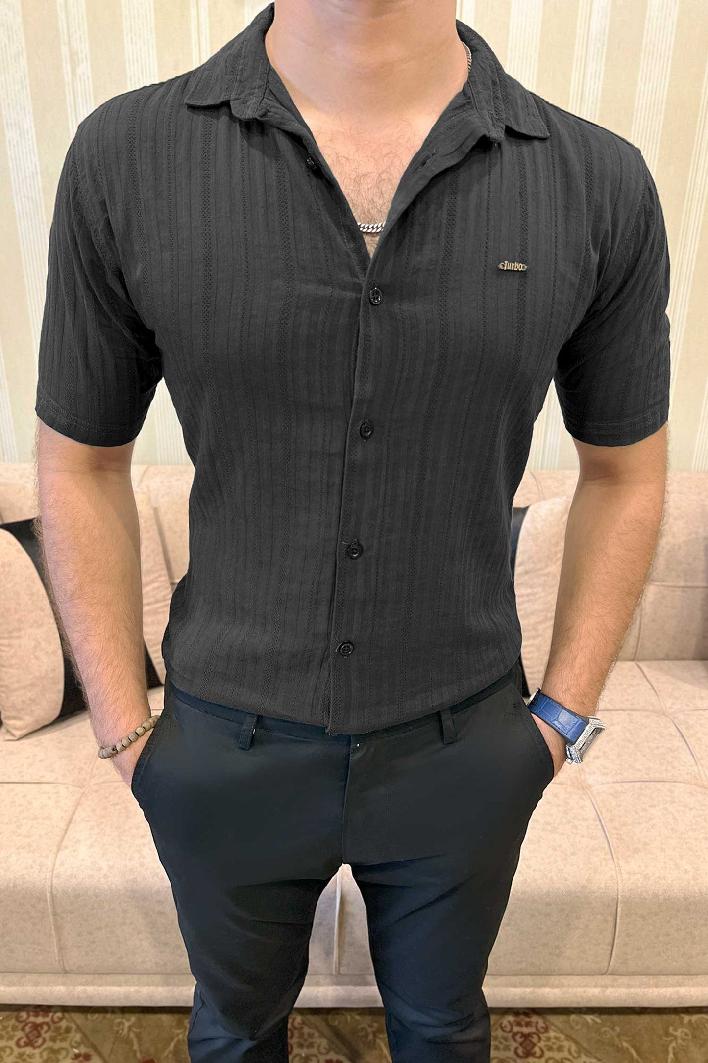 Turbo Minimalist Design Half Sleeve Casual Shirt